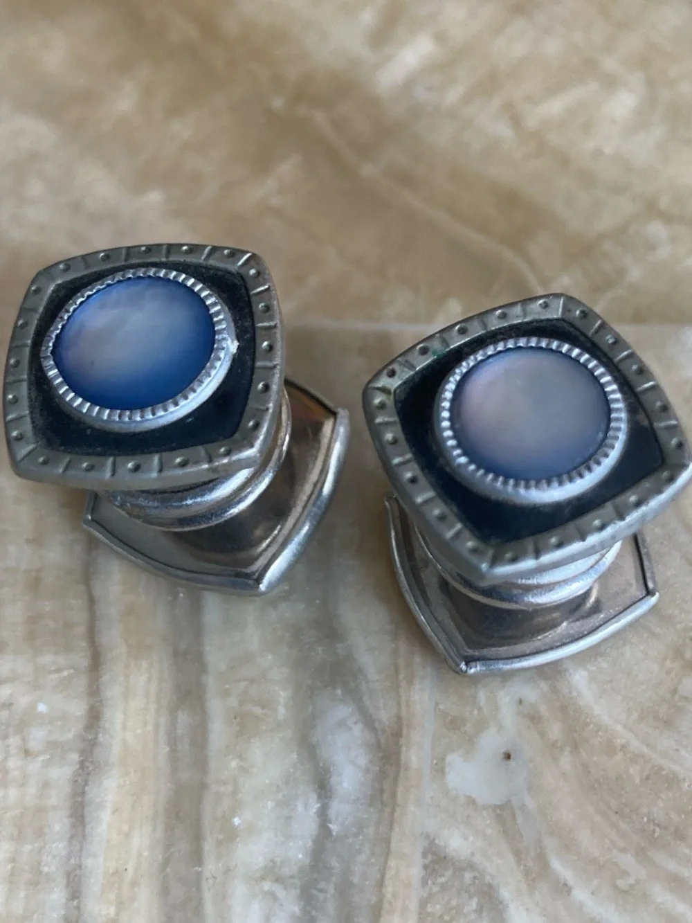 Vintage Baer & Wilde Reversible Snap-Link Cufflinks – Mother of Pearl & Green